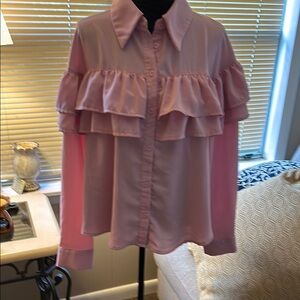 SHEIN Light Pink Ruffled Blouse